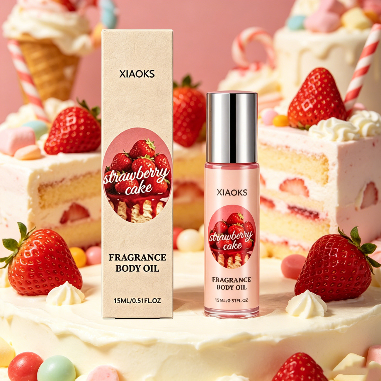 Perfume Floral Fragrance - 1 fles Strawberry Cake Sweet Roll-On